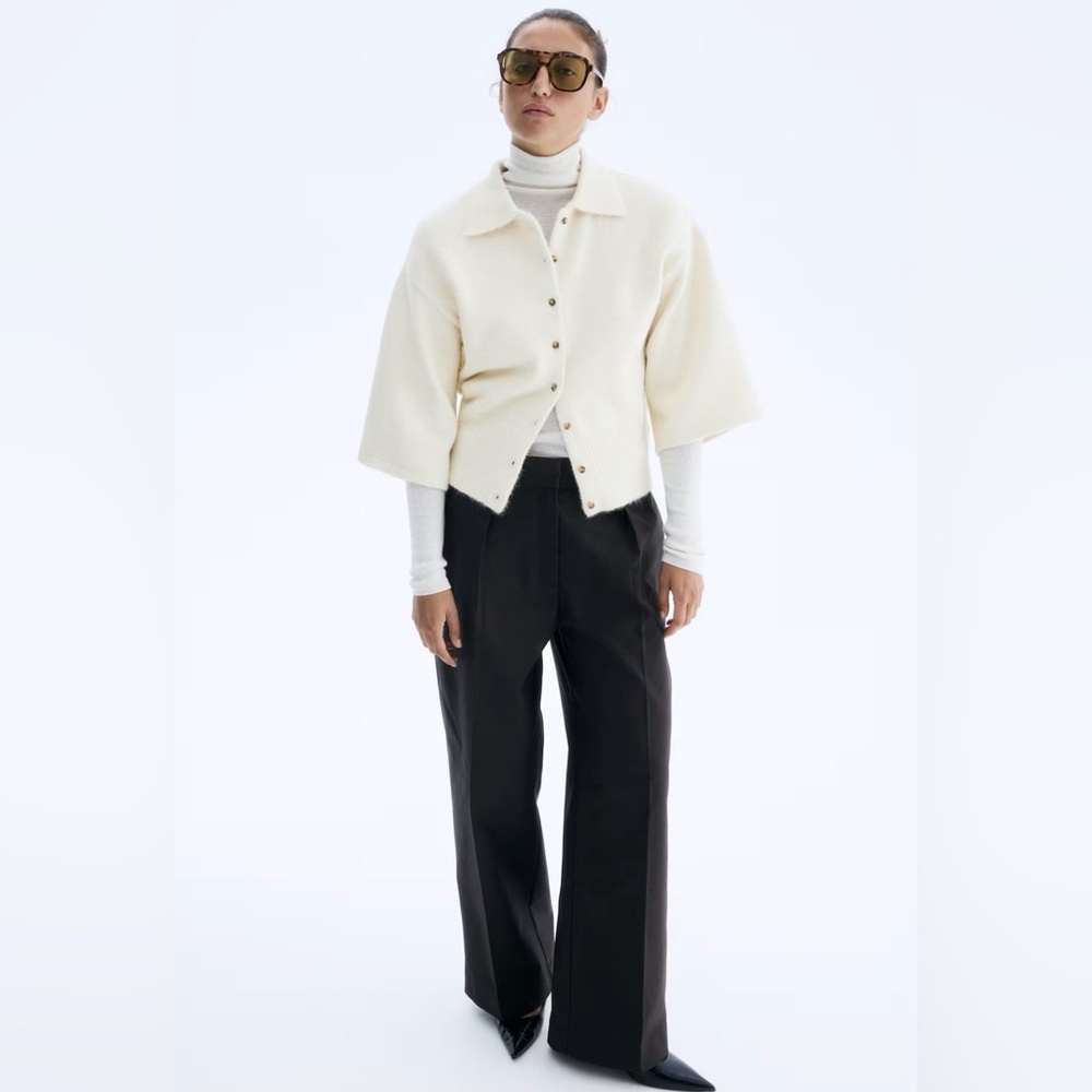 H & M CARDIGAN WITH COLLAR - BNWT - XXL - LIGHT BEIGE